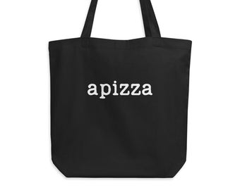 Apizza Distressed Font Organic Eco Tote Bag - Perfect Gift for Bakers, Chefs, and Foodies