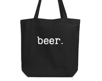 Beer Distressed Font Organic Eco Tote Bag