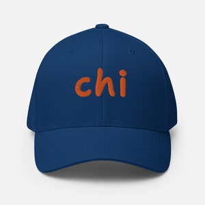 Chicago Embroidered 3D Puff Flex Twill Hat (Orange Text)