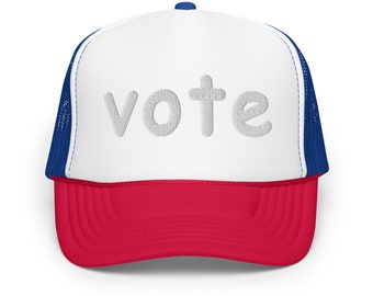 Vote Embroidered 3D Puff Trucker Hat - Perfect for Election Day