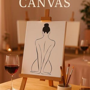 Bare Essence | Feminine Silhouette Paint & Sip SVG | DIY Canvas Template for Ladies&#39; Night