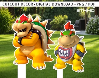 Bowser Cutout - Bowser backdrops - BIG DECOR , CUOTUT Party Decoration Theme, Birthday Party Stand Up Prop, Digital Download