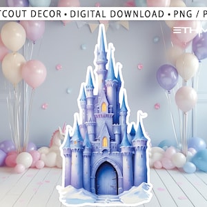 CASTLE BIG DECOR Cutout princess Birthday Party Froz castle Princess Instant Download printable  party theme - Froz