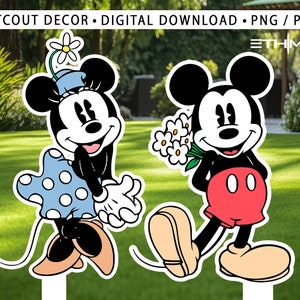 Mickey and minnie Cutout, Cute Cutout Decor, Mickey Party Decoration Theme Birthday Party Stand Up Prop, Digital Download Active Vintage