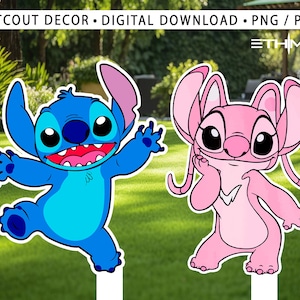 Stitch and Angel Cutout, Lilo and Stitch Big Decor, Party Decoration Theme Baby shower Or Birthday Party Stand Up Prop, Digital Download