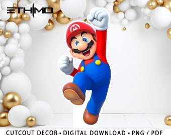 Mario Decor Toiles de fond, Mario Centerpiece Cutout Decor Imprimable, Mario Kart Baby Shower Birthday Party, Téléchargement numérique actif
