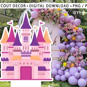 KASTEEL GROOT DECOR Knipsel prinses Verjaardagsfeestje kasteel Prinses Instant Download afdrukbaar