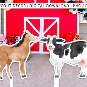 BIG DECOR FARM birthday - Cutout Decor farm animals, farm printable Baby Shower, Birthday Party, digital download - Backdrop Farm sheep