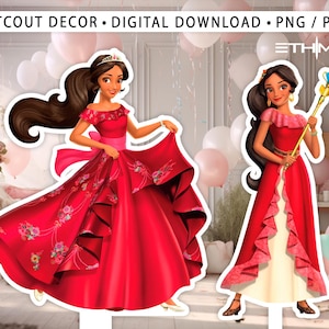 GROTE DECOR PRINSES Knipsel Decor, Elena van Avalor prinses Verjaardag Decoratie Baby Shower, Verjaardagsfeestje, digitale download Achtergrond