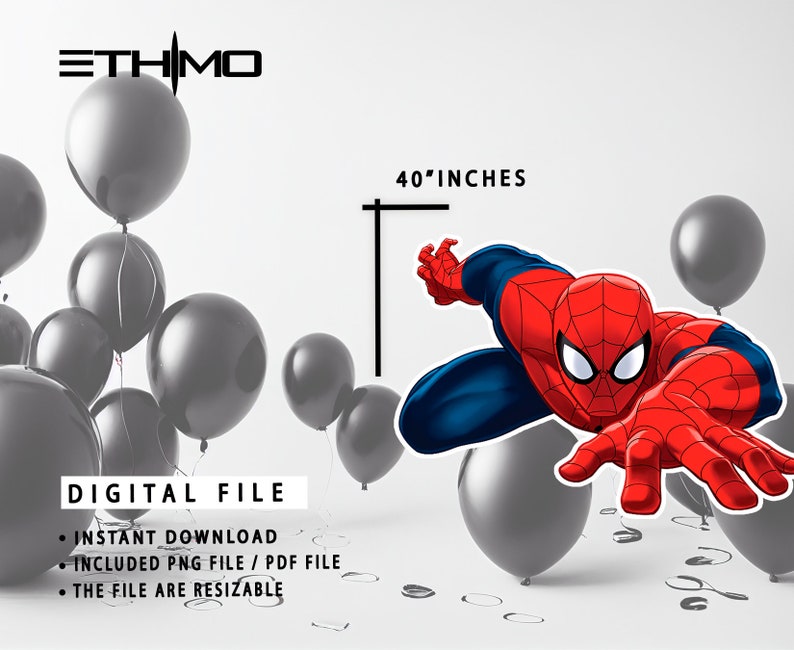 Spiderman Cutout, Big Decor, Party Decorations, Birthday Prop, Yard Sign, Standee, Centerpiece, Kids Party Decor, Digital File image 2