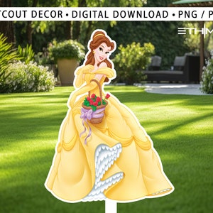 beauty and Beast Cutout, Big Decor, Party Decorations, Birthday Prop, Yard Sign, Standee, Centerpiece, Kids Party Decor, Digital File