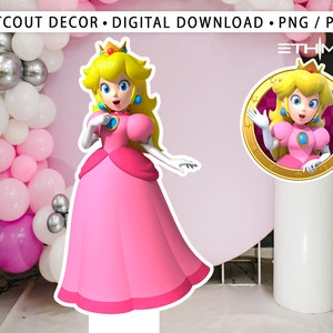 princess peach Cutout - Peach Mario backdrops  - BIG DECOR ,  CUOTUT Party Decoration Theme, Birthday Party Stand Up Prop, Digital Download