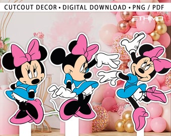 Minnie Cutout, Cute Pink Minnie Cutout Decor, Mickey Party Decoration Theme Birthday Party Stand Up Prop, Digital Download