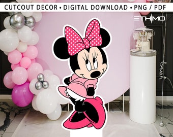 Minnie Cutout, Cute minnie Cutout Decor, Minnie Party Decoration Theme Birthday Party Stand Up Prop, Digital Download