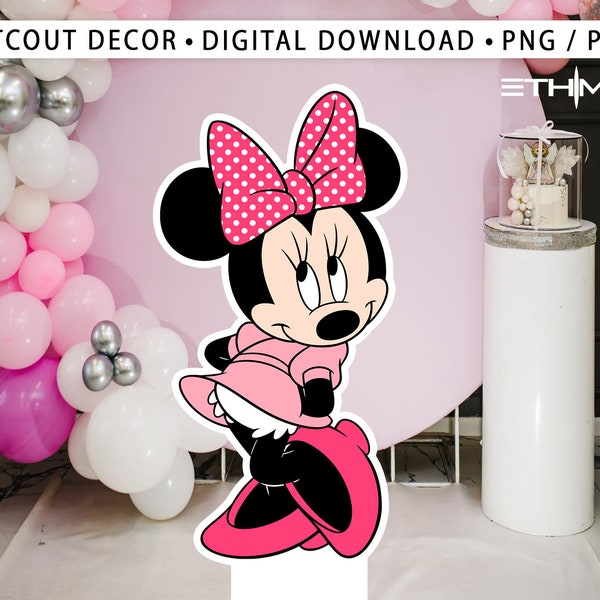 Minnie Cutout, Cute minnie Cutout Decor, Minnie Party Decoration Theme Birthday Party Stand Up Prop, Digital Download