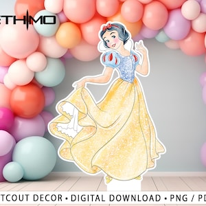 Snow white Cutout, princess Cutout Decor,party Decoration Theme, Birthday Party Stand Up Prop, Digital Download