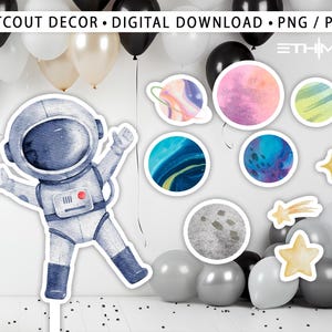 Astronaut Cutout , Astronaut Space Cutout Decor, Astronaut warercolor Party Decoration Theme, Birthday Party Stand Up Prop, Digital Download