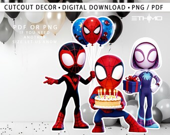 Spider Cutout, Big Decor, Party Decorations, Birthday Prop, Yard Sign, Centerpiece, Kids Party Decor, Digital File , Frame Cutout spidey