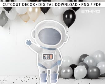 Astronaut Cutout , Astronaut Space Cutout Decor, Astronaut warercolor Party Decoration Theme, Birthday Party Stand Up Prop, Digital Download