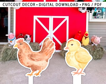 BIG DECOR FARM birthday - Cutout Decor farm animals, farm printable Baby Shower, Birthday Party, digital download - Backdrop Farm sheep