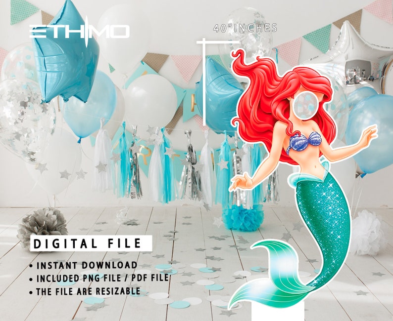 Ariel Cutout Selfie , Ariel Frame Decor, Ariel Party Decoration Theme ...
