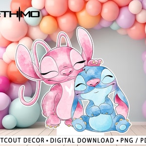 Stitch Girl Cutout, Stitch Cutout Decor, Stitch Party Decoration Theme, Birthday Party Stand Up Prop, Digital Download Active Active
