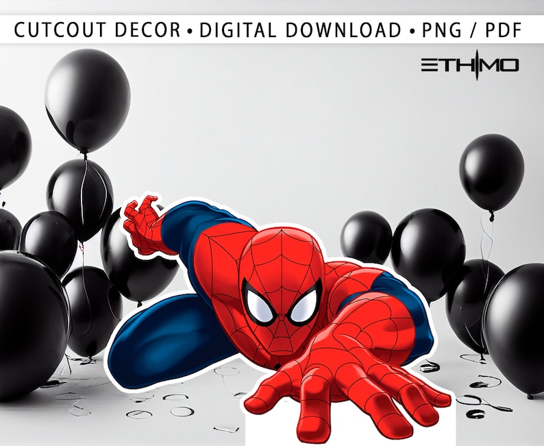 Spiderman Cutout, Big Decor, Party Decorations, Birthday Prop, Yard Sign, Standee, Centerpiece, Kids Party Decor, Digital File image 1
