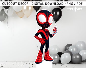 Spidey Spin Cutout, Big Decor, Party Decorations, Birthday Prop, Yard Sign, Standee, Centerpiece, Kids Party Decor, SpinDigital File Active