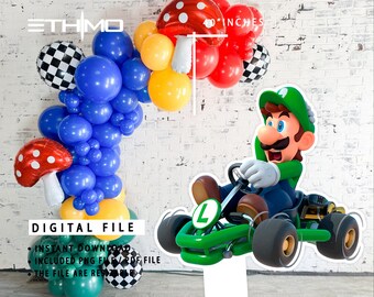 BIG DECOR Mario Decor Backdrops, Luigi Mario Kart Centerpiece