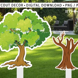 Resizable trees cutout, Large green standee, Backdrop Tree , children booth prop PDF PNG Birthday Party Stand Up Prop, Digital Download