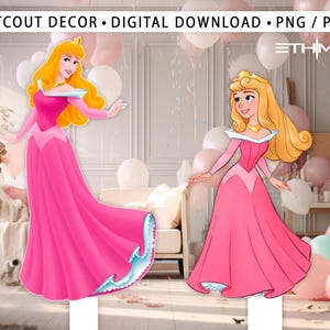 GROßE DEKOR PRINZESSIN Aurora Cutout, Prinzessin Hintergrund, Dornröschen Party Dekoration Stand Up Prop, Aurora Geburtstagsparty, Digitaler Download