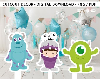 Monsters Inc Theme Cutout, Monsters Inc Cutout Party Decoration Theme Baby shower Birthday Party, Stand Up Prop, Digital Download