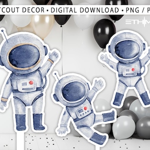 Astronaut Cutout , Astronaut Space Cutout Decor, Astronaut warercolor Party Decoration Theme, Birthday Party Stand Up Prop, Digital Download