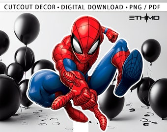 Spiderman Cutout, Big Decor, Party Decorations, Birthday Prop, Yard Sign, Standee, Centerpiece, Kids Party Decor, Digital File