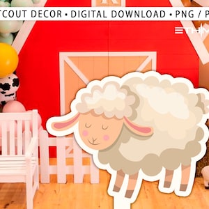 BIG DECOR FARM birthday - Cutout Decor farm animals, farm printable Baby Shower, Birthday Party, digital download - Backdrop Farm sheep