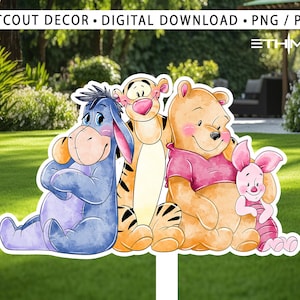 Winnie Pooh Cutout, Friends Cutout Decor Winnie The Pooh, Party Decoration Baby shower Or Birthday Party Stand Up Prop, Digital Download