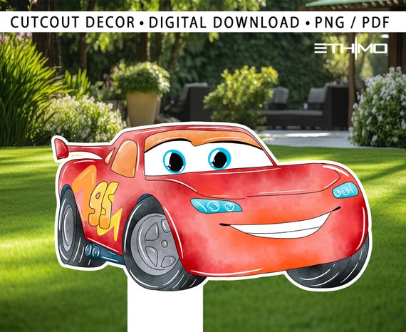 Cars Cutout,  mc queen Big Decor, Cars Party Decoration Theme Baby shower Or Birthday Party Stand Up Prop, Digital Download