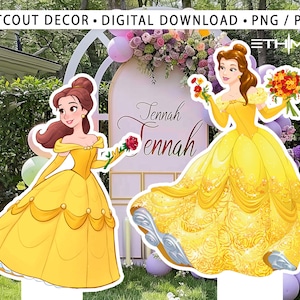 Belle Cutout, Disney princess Cutout Decor, Belle Party Decoration Theme, Birthday Party Stand Up Prop, Digital Download