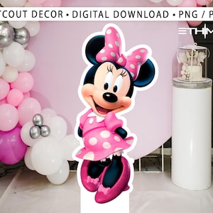 Minnie Cutout, Mignon minnie Cutout Decor, Minnie Party Décoration Thème Fête d’anniversaire Stand Up Prop, Téléchargement numérique
