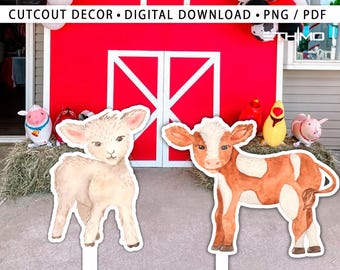 BIG DECOR FARM birthday - Cutout Decor farm animals, farm printable Baby Shower, Birthday Party, digital download - Backdrop Farm sheep
