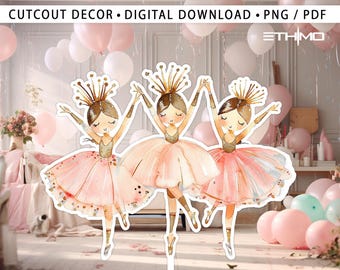 Ballerina Cutout, Backdrop Big Decor, Ballerina Theme Party Decoration Baby shower Or Birthday Party Stand Up Prop, Digital Download