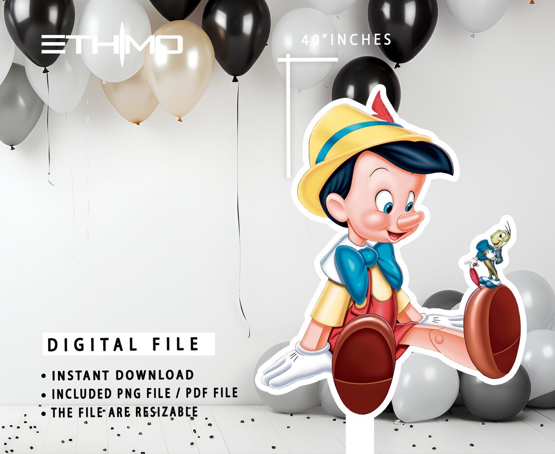 Pinocchio Sign Pinocchio Cutout, Big Decor, Party Decorations, Birthday Prop, Yard ...