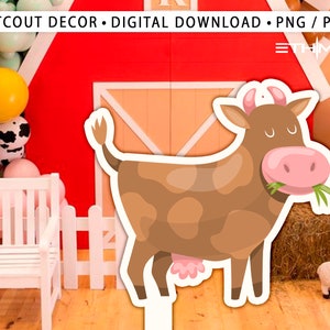 BIG DECOR FARM birthday -  Cutout Decor farm animals, farm printable Baby Shower, Birthday Party, digital download - Backdrop Farm cow