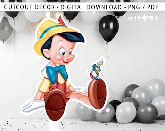 Pinocchio Cutout, Big Decor, Party Decorations, Birthday Prop, Yard Sign, Standee, Centerpiece, Kids Party Decor, Digital File
