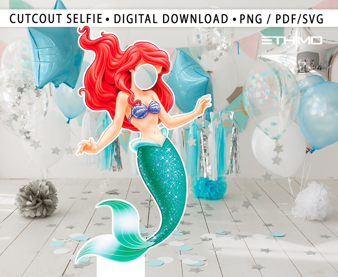 Ariel Cutout Selfie , Ariel Frame Decor, Ariel Party Decoration Theme ...