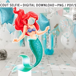 Ariel Cutout selfie , Ariel frame Decor, Ariel Party Decoration Theme Baby shower Or Birthday Party Stand Up Prop, Digital Download