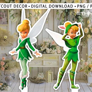 BIG DECOR PRINCESS Tinker Bell Fairy Cutout, decoração de fadas, tema de decoração de festa, festa de aniversário, suporte de pé, download digital