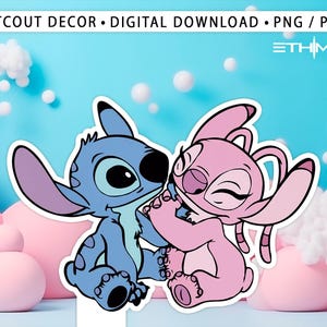 Stitch and Angel Cutout, Lilo and Stitch Big Decor, Party Decoration Theme Baby shower Or Birthday Party Stand Up Prop, Digital Download