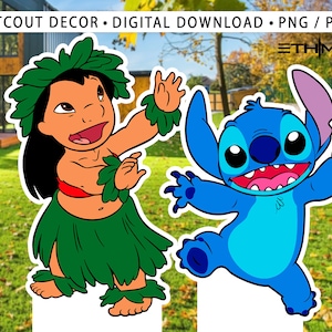 Lilo en Stitch knipsel, Lilo en Stitch groot decor, feestdecoratie thema babyshower of verjaardagsfeestje stand-up prop, digitale download