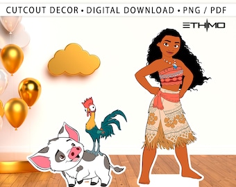 Moana Cutout, Moana Cutout Decor, Moana Party Decoration, Moana Theme Party, Birthday Party Stand Up Prop, Digital Download